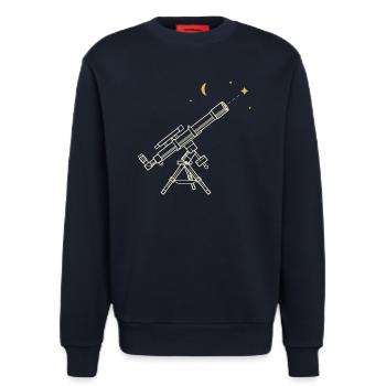 Linsenteleskop als technische Zeichnung - Sweatshirt - made by SPREAD  - DARK NAVY - Vorne