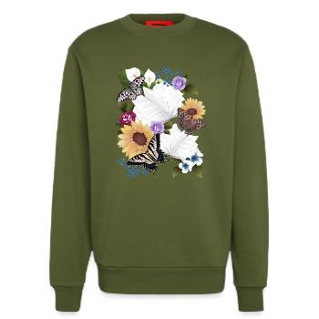 Bücher mit Blumen und Schmetterlinge - Sweatshirt - made by SPREAD  - MOSS GREEN - Vorne