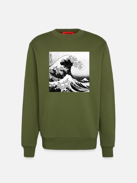 Japanese wave Kanagawa Style bd - Sweatshirt - made by SPREAD - MOSS GREEN