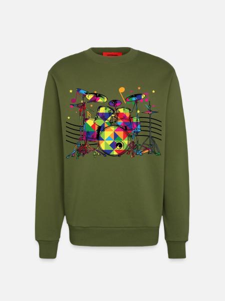 Geometrisch Neon-Drumset - Sweatshirt - made by SPREAD  - MOSS GREEN