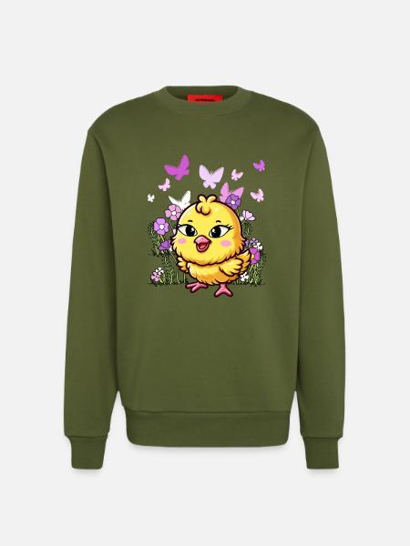 Chick Easter Child Kids - Sweatshirt - made by SPREAD - MOSS GREEN