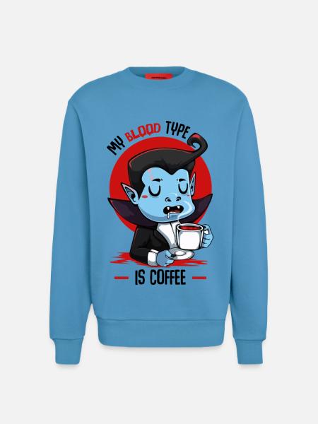 Blood Coffee Vampire Cartoon - Sweatshirt - made by SPREAD - Sol Blue