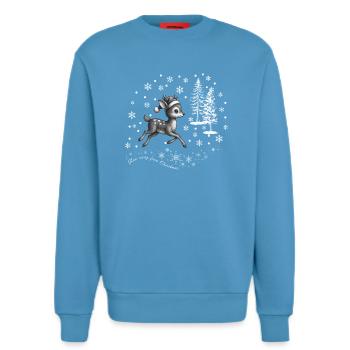 Rentier Schnee reindeer ugly Christmas Weihnachten - Sweatshirt - made by SPREAD  -  Sol Blue - Vorne