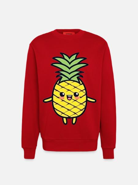 Cheerful Pineapple Cartoon Charm - Sweatshirt - made by SPREAD - red