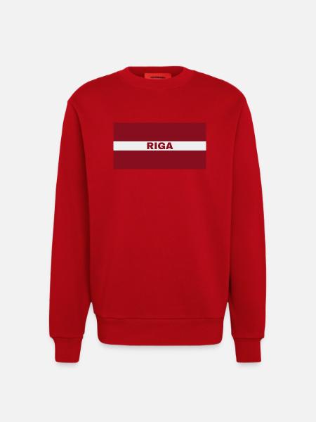 Riga en drapeau letton - Sweat bio décontracté fabriqué en UE - rouge