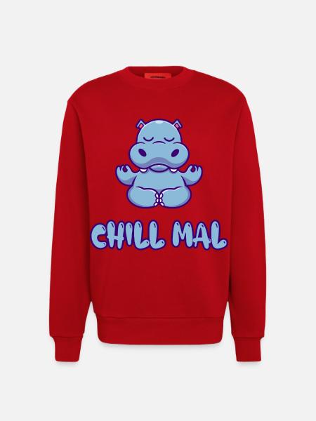 Chill Mal Hippo Meditation - Sweatshirt - made by SPREAD  - Rot