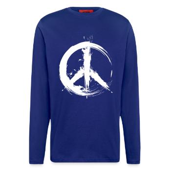 Hippy Peace Symbol Hippie Frieden Freiheit Liebe - Langarmshirt - made by SPREAD  - Iconic Blue - Vorne
