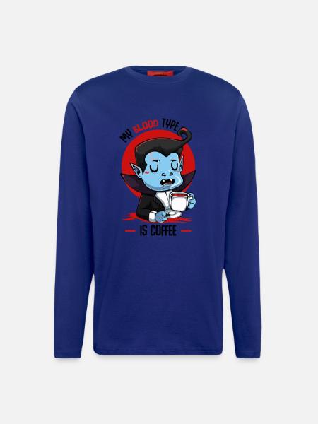 Blood Coffee Vampire Cartoon - Longsleeve - made by SPREAD - Iconic Blue