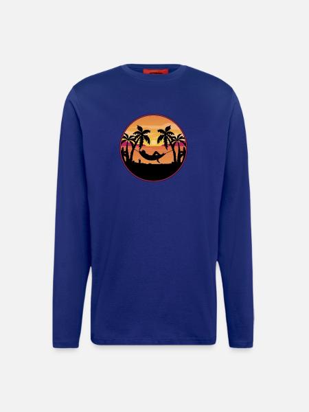 Palm Trees Hammock Sunset - Longsleeve - made by SPREAD  - Iconic Blue