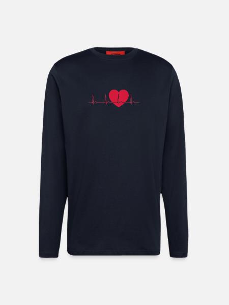 Heartbeat ECG Line Medical Pulse Wave Icon Vector - Longsleeve - made by SPREAD  - DARK NAVY