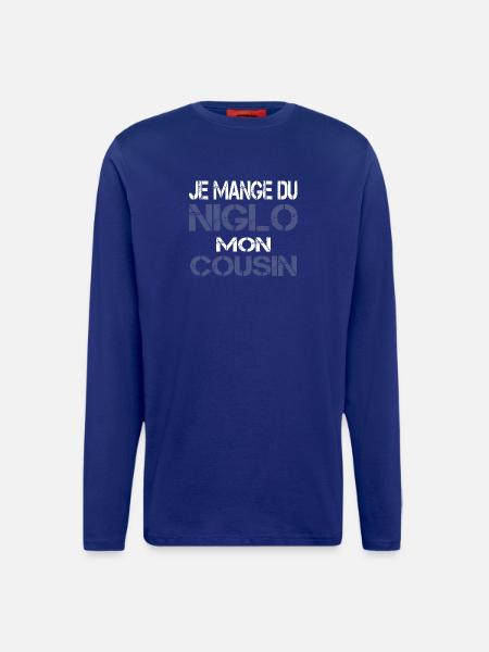 Je mange du Niglo - Manches longues bio décontracté fabriqué en UE - DARK NAVY