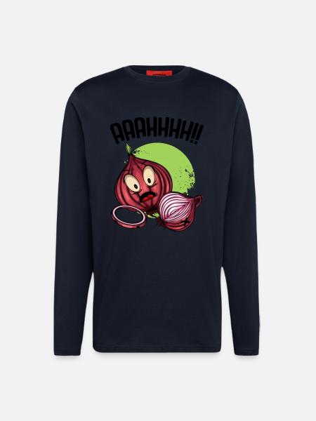 Onion chaos neon illustration - Longsleeve - made by SPREAD - DARK NAVY