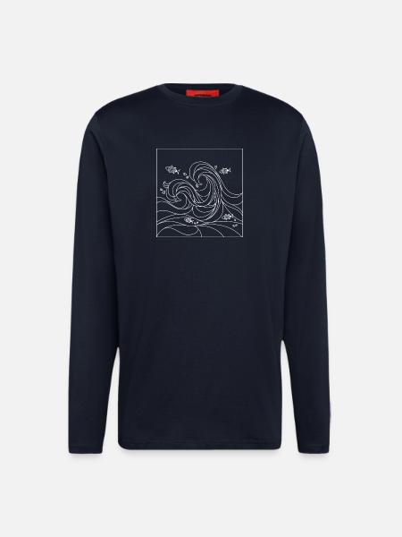 geometric ocean - Longsleeve - made by SPREAD  - DARK NAVY