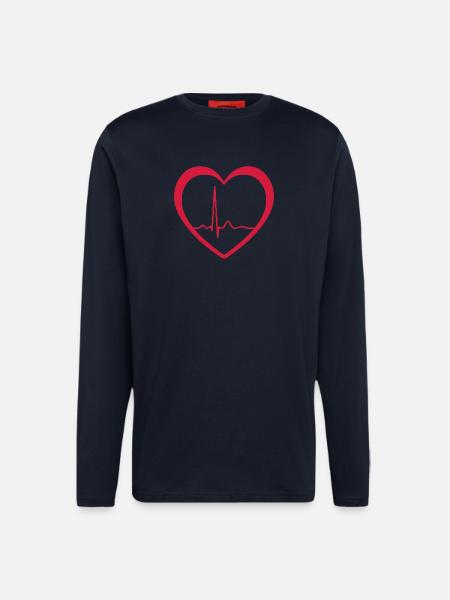Heartbeat ECG Line Medical Pulse Wave Icon Vector - Longsleeve - made by SPREAD - DARK NAVY