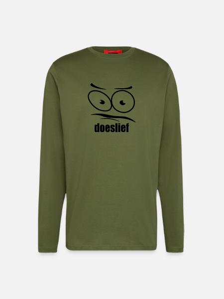 doeslief flehende Augen mit Fragezeichen-Blick - Langarmshirt - made by SPREAD - MOSS GREEN