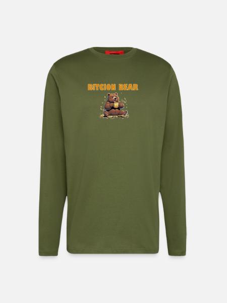 Bitcoin Bär  - Langarmshirt - made by SPREAD  - MOSS GREEN
