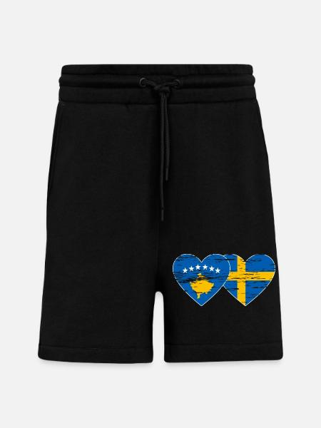 Kosovo Suède Drapeau utilisé - Short bio décontracté fabriqué en UE - SOLID BLACK