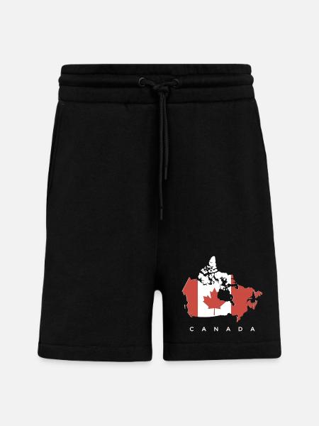 Silhouette du Canada avec feuille d’érable - Short bio décontracté fabriqué en UE - SOLID BLACK