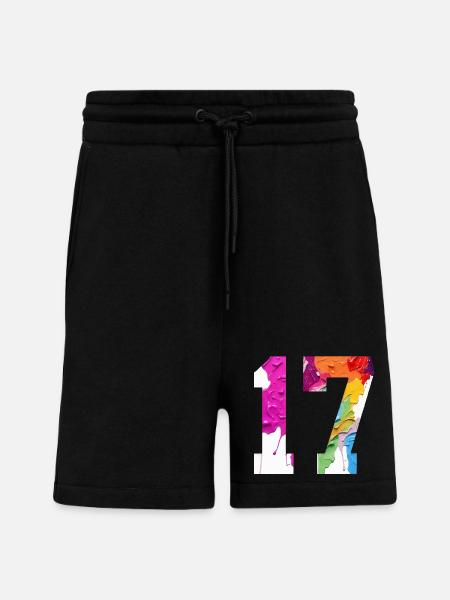 FARBIG NUMMER 17 BUNT 17. GEBURTSTAG - Shorts - made by SPREAD - SOLID BLACK