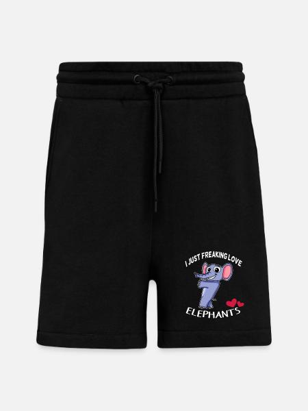 J'aime les éléphants - Short bio décontracté fabriqué en UE - SOLID BLACK