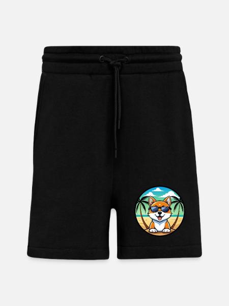 Hokkaido Hondenras Cartoon Zonnebril Strand - Organic relaxed shorts made in EU - SOLID BLACK
