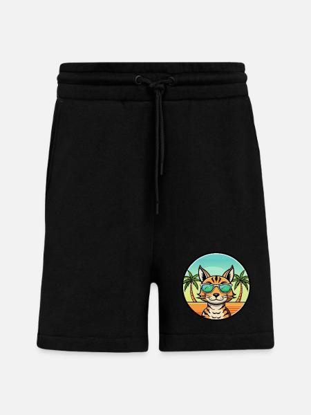 Ocicat Breed Cartoon Sunglasses Beach - Shorts - made by SPREAD - SOLID BLACK