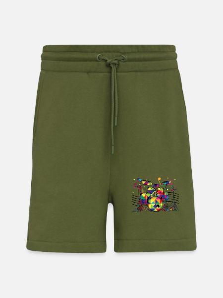 Geometrisch Neon-Drumset - Shorts - made by SPREAD - MOSS GREEN
