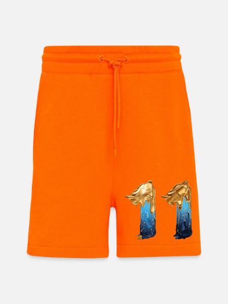 NEJ. 11 NUMMER 11 SEJ 11 ÅRS FØDSELSDAG - Organic relaxed shorts made in EU - SUNSET ORANGE