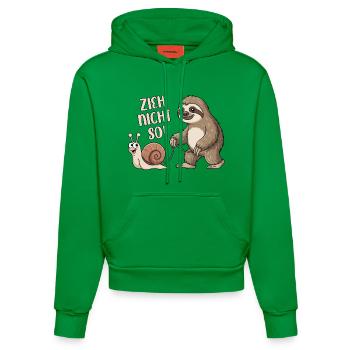 Zieh nicht so - Schnecke und Faultier - Organic Fitted Hoodie Made in EU - City Green - Vorne