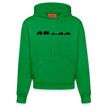Tractor Trailer Cars Farmer Farmer - Organic Fitted Hoodie Made in EU - City Green - Front
