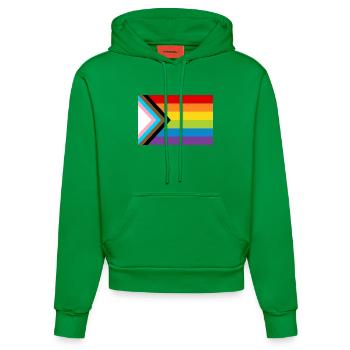LGBT Pride Flag / New Rainbow Progress Flag - Organic Fitted Hoodie Made in EU - City Green - Front