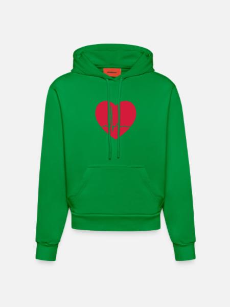 Heartbeat ECG Line Medical Pulse Wave Icon Vector - Organic Fitted Hoodie Made in EU - City Green