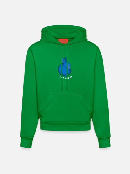 Rabbit - Not Today - Organic Fitted Hoodie Made in EU - City Green