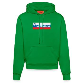 Ljubljana City dans le drapeau slovène - Sweat à capuche bio ajusté fabriqué en UE - City Green - Devant