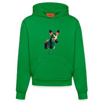 Okapi Personnage De Dessin Animé Animal De Compagnie Coloré - Sweat à capuche bio ajusté fabriqué en UE - City Green - Devant