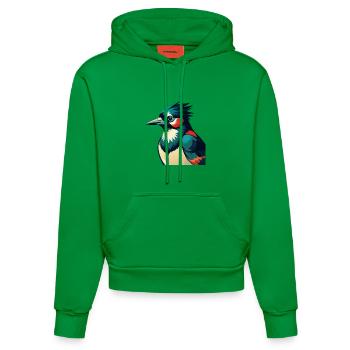 Blauhäher Zeichentrickfigur Buntes Haustier Tier - Organic Fitted Hoodie Made in EU - City Green - Vorne