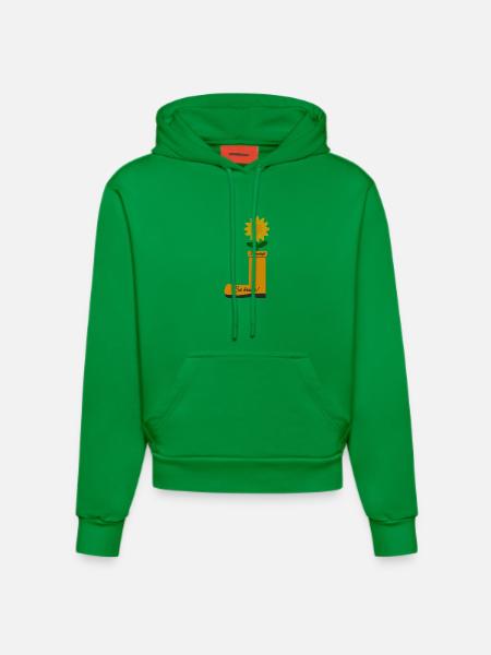 Flower Boots - Organic Fitted Hoodie Made in EU - City Green