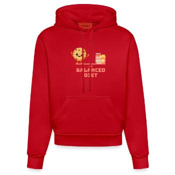 équilibré cookie fastfood Régime - Sweat à capuche bio ajusté fabriqué en UE - rouge - Devant