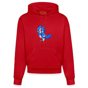 Blue Jay Niedliche Maskottchen Zeichentrickfigur Kawaii - Organic Fitted Hoodie Made in EU - Rot - Vorne