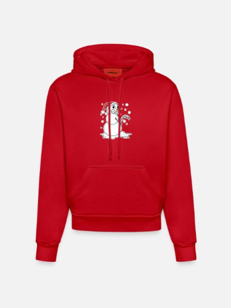 Snowman funny - Organic Fitted Hoodie Made in EU - red