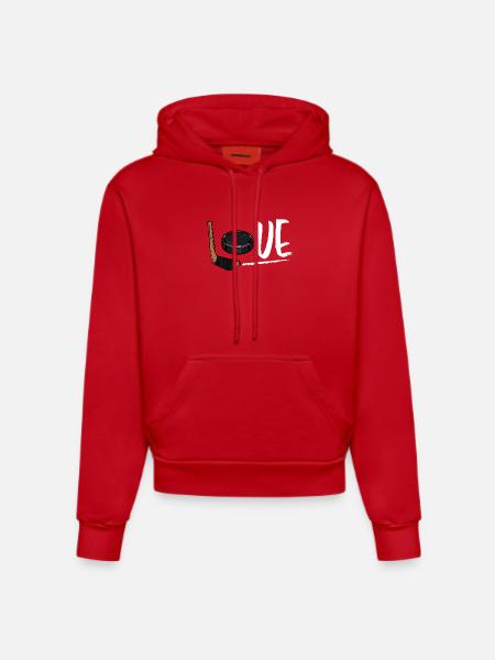 ice Hockey - Organic Fitted Hoodie Made in EU - red