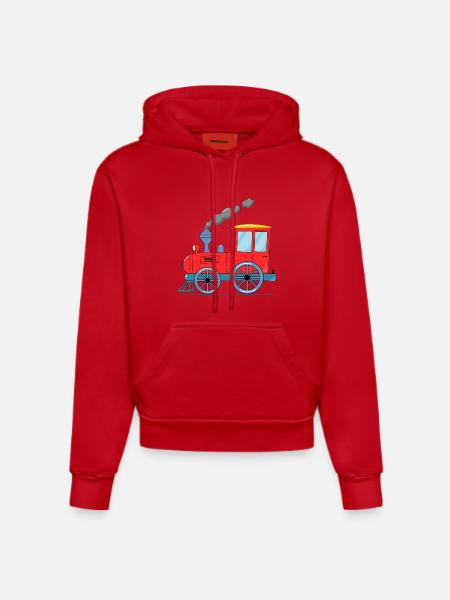 Children's train railway red - Organic Fitted Hoodie Made in EU - red
