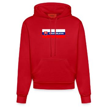 Bratislava dans le drapeau slovaque - Sweat à capuche bio ajusté fabriqué en UE - rouge - Devant