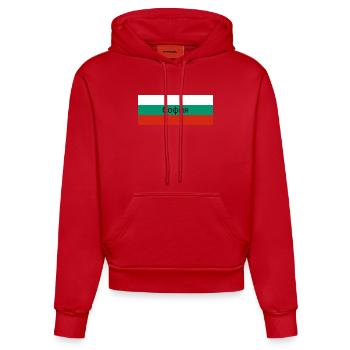 Sofia City dans le drapeau bulgare - Sweat à capuche bio ajusté fabriqué en UE - rouge - Devant