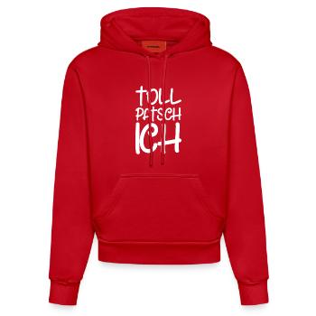 Tollpatsch Ich tollpatschig lustig tollpatschich - Organic Fitted Hoodie Made in EU - Rot - Vorne