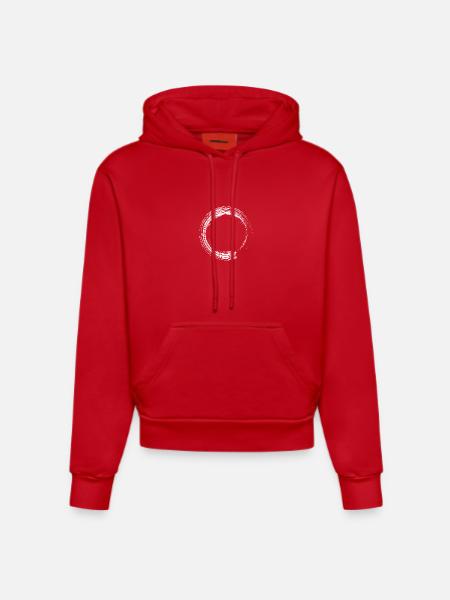 Circle design brush icon white - Organic Fitted Hoodie Made in EU - red