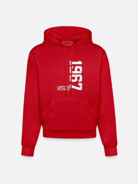 59TH BIRTHDAY LIMITED EDITION 1967 - Organic Fitted Hoodie Made in EU - red