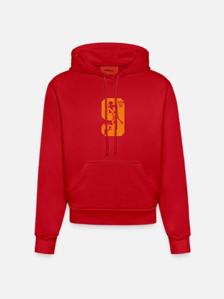 NUMBER 9 BASKETBALL 9TH BIRTHDAY - Organic Fitted Hoodie Made in EU - red