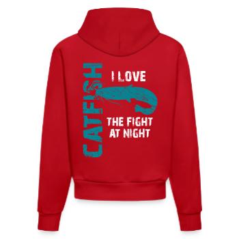 Pêche au poisson-chat Pêche sportive Poisson fort - Sweat à capuche bio ajusté fabriqué en UE - rouge - Dos