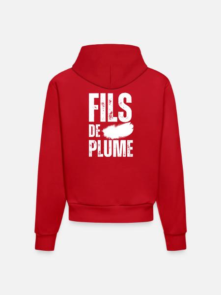 Fils de Plume - Sweat à capuche bio ajusté fabriqué en UE - rouge